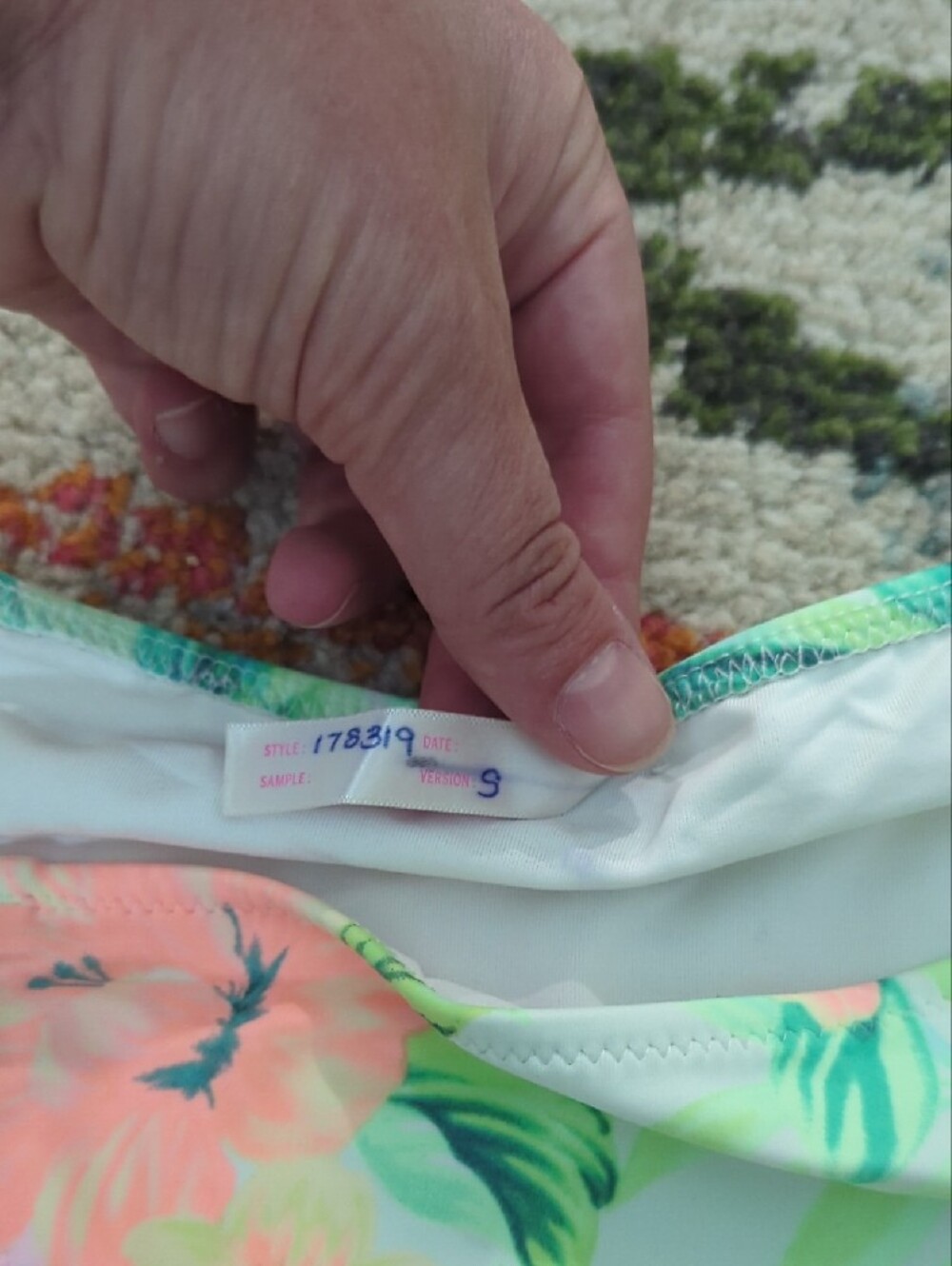PINK Victoria's Secret Mint Floral Bikini Bottoms with Coral Accents - Picture 3 of 6